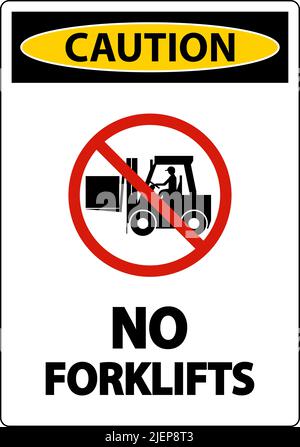 No forklift truck sign. Red prohibited icon isolate on white background ...