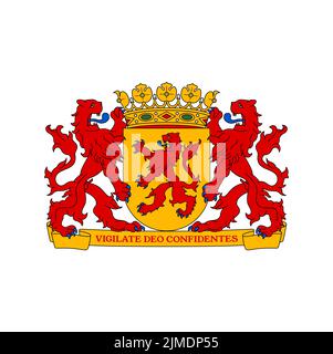 Netherlands coat of arms, province heraldry of South Holland, vector heraldic emblem. Netherlands Dutch state flag symbol or coat of arms with lions, shield and crown crest, heraldry emblem and motto Stock Vector