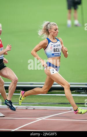 Alexandra Bell participating in the 800 meters at the Doha 2019 World Championships. Stock Photo