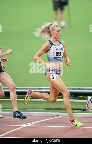 Alexandra Bell participating in the 800 meters at the Doha 2019 World Championships. Stock Photo