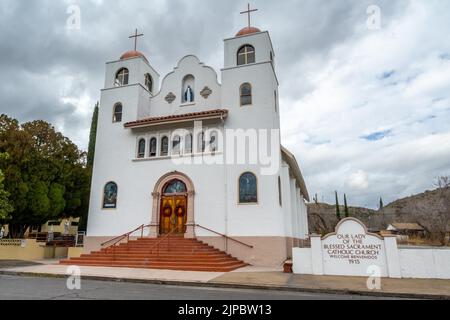 Miami, AZ, USA - Dec 25, 2021: Our Lady of Blessed Sacrament Catholic Church Stock Photo