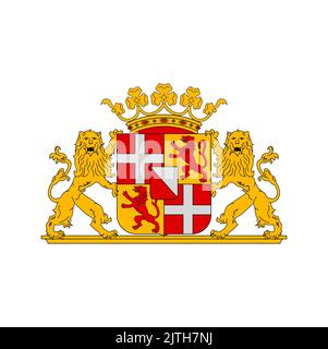 Netherlands coat of arms of Utrecht province, Dutch heraldry and vector heraldic emblem. Netherlands province coat of arms with lions, shield and crown crest, official heraldry emblem Stock Vector