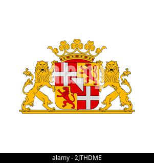 Netherlands coat of arms of Utrecht province, Dutch heraldry and vector heraldic emblem. Netherlands province coat of arms with lions, shield and crown crest, official heraldry emblem Stock Vector