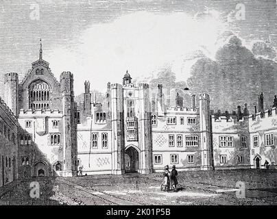 Hampton Court Palace, built by Cardinal Wolsey and given to him by Henry VIII who added to it. Stock Photo