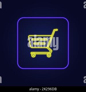 Beautiful stylish colorful neon shopping cart web icon - Vector Stock Photo