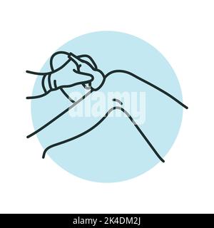 Knee joint ultrasound color line illustration. Stock Vector