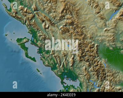 Epirus, decentralized administration of Greece. Colored elevation map with lakes and rivers Stock Photo