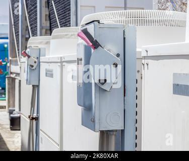 electrical safety switch box on isolate background.main electrical switching control. Stock Photo