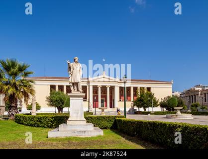 Statue of William Ewart Gladstone in front of The National and Kapodistrian University of Athens, Athens, Attica, Greece, Europe Stock Photo