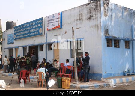 Vaccination dry runs start at three sites in West Bengal -- one in the city and the others in North 24 Parganas -- on Saturday, as part of the national preparatory exercise before the imminent rollout. At The health centre (UPHC) in Duttabad in Kolkata city on January 02,2021. Health department sources indicated that about 25 beneficiaries could be part of the dummy exercise at each of the three sites. The department has conducted, and still conducting, training programmes for personnel at various levels, who will be involved in the vaccination programme, in anticipation of the vaccine rollout Stock Photo