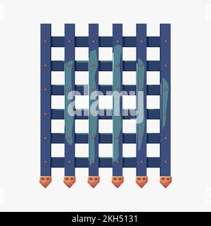 medieval castle gate grid isolated on white Stock Vector