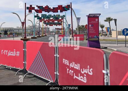 Impressions from Doha/Qatar on November 29th, 2022. FIFA Fanfest, Corniche West Bay.No fans, football fans. Soccer World Cup 2022 in Qatar from 20.11. - 18.12.2022 ? Stock Photo