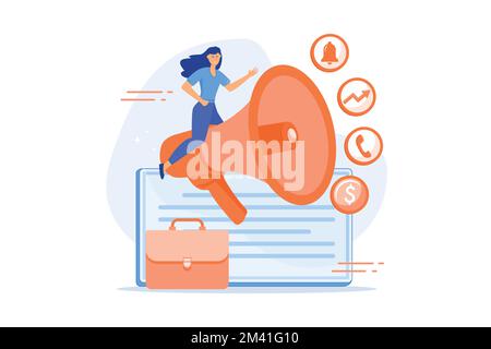 Specialist recruitment, virtual job fair, job alert, human resources, digital hr, job offer, work opportunity information abstract metaphor, flat vect Stock Vector