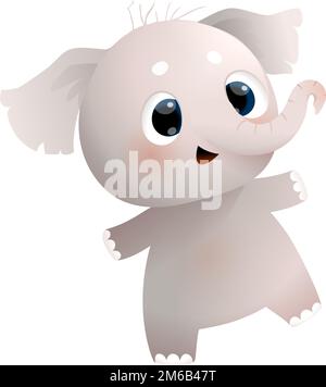 Cute Dancing Baby Elephant Character for Children Stock Vector