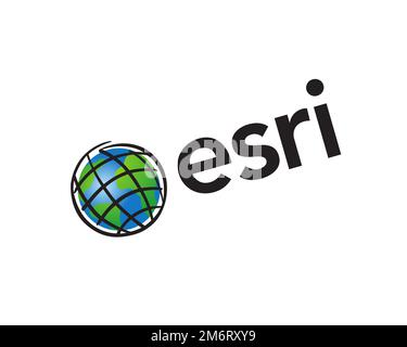 Esri, rotated logo, white background Stock Photo