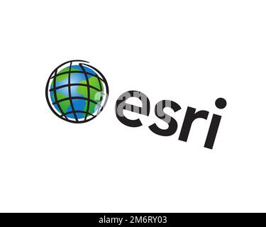 Esri, rotated logo, white background B Stock Photo