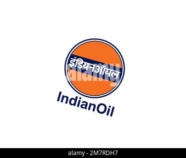 Indian Oil Corporation, rotated logo, white background B Stock Photo