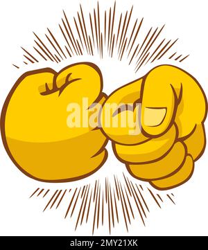 Bumping of two clenched fists of hands. Cartoon icon in comic style. Vector on transparent background Stock Vector