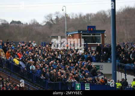 Sheffield Wednesday fans in the stands during the Sky Bet League 1 match Sheffield Wednesday vs Plymouth Argyle at Hillsborough, Sheffield, United Kingdom, 4th February 2023  (Photo by Arron Gent/News Images) Stock Photo