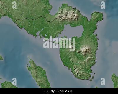 Sorsogon, province of Philippines. Elevation map colored in wiki style with lakes and rivers Stock Photo