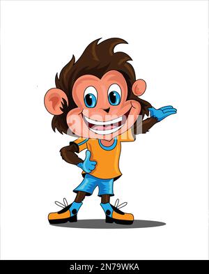 Cute monkey mascot cartoon vector illustration Stock Vector