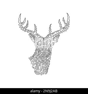 Continuous curve one line drawing of beautiful antlers deer abstract art. Single line editable stroke vector illustration of long antlers that fork Stock Vector