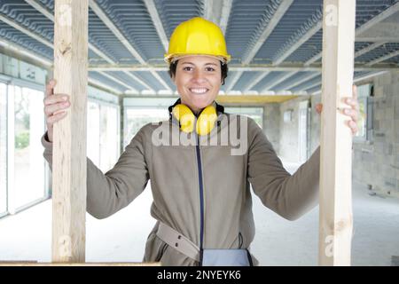 portrait engineer woman looking at camera Stock Photo