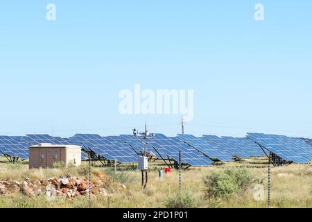 Douglas, South Africa - Mar 1, 2023: Part of the Greefspan Solar Power Station between Douglas and Prieska in the Northern Cape Province Stock Photo