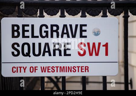 Belgrave Square street sign. Stock Photo