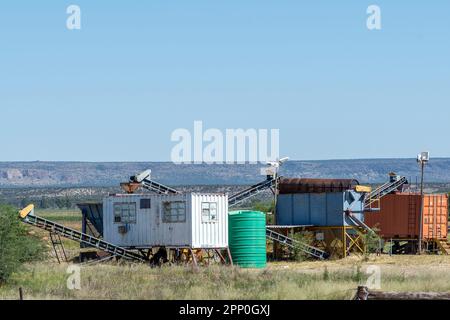 Douglas, South Africa - Mar 1, 2023: Equipment for the mixing of livestock feeds on a farm near Douglas in the Northern Cape Province Stock Photo