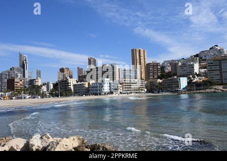 House facades, cityscapes, Cala Finestrat - Benidorm, Alicante Province, Costa Blanca, Spain, February, 2023 Stock Photo