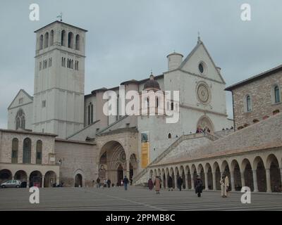 Assisi, Italy, December 01, 2007. Entrance to the Church of San Francesco in Assisi, the Basilica of St. Francis in the Sacro Convento monastery. The main temple of the Franciscan order in Umbria Stock Photo