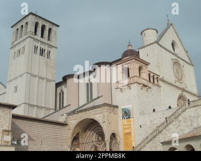 Assisi, Italy, December 01, 2007. Entrance to the Church of San Francesco in Assisi, the Basilica of St. Francis in the Sacro Convento monastery. The main temple of the Franciscan order in Umbria Stock Photo