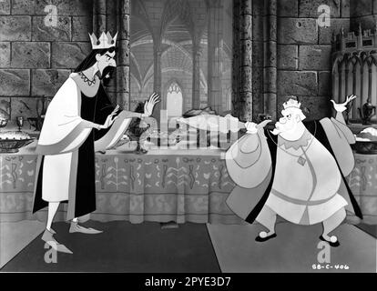 KING STEFAN and KING HUBERT in WALT DISNEY'S SLEEPING BEAUTY 1959 supervising director CLYDE GERONIMI story Charles Perrault songs and score adapted from the ballet music by Tchaikovsky Walt Disney Productions Stock Photo