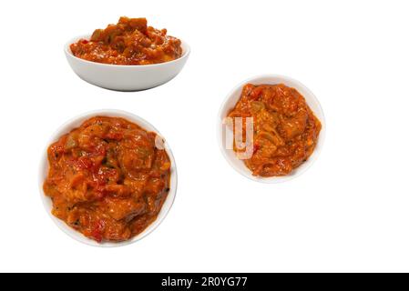 Vegetable stew in a bowl isolated on white background. Stock Photo