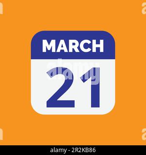 Flat March 21 Calendar Date Icon Stock Vector Stock Vector