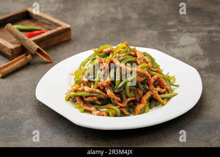 stir-fried Shredded Meat with green pepper Stock Photo