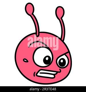 Angry ant head emoticon, doodle icon image kawaii Stock Photo