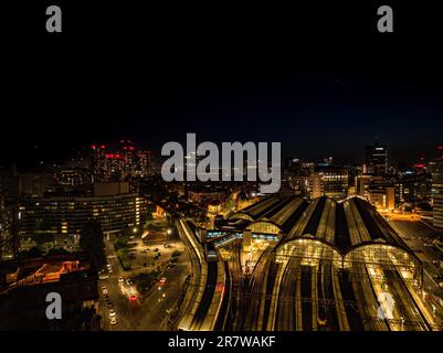 Piccadilly Railway Station at Night Stock Photo