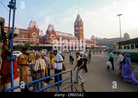 Madras Central Railway Station built in 1873, Chennai, Tamil Nadu, India, Asia Stock Photo