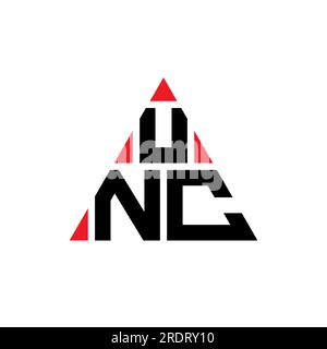 UNC triangle letter logo design with triangle shape. UNC triangle logo design monogram. UNC triangle vector logo template with red color. UNC triangul Stock Vector