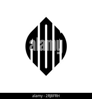 AOM circle letter logo design with circle and ellipse shape. AOM ellipse letters with typographic style. The three initials form a circle logo. AOM Ci Stock Vector