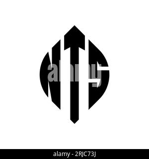 NTS circle letter logo design with circle and ellipse shape. NTS ellipse letters with typographic style. The three initials form a circle logo. NTS Ci Stock Vector