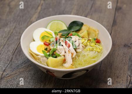 Soto Ayam, an Indonesian chicken noodle soup Stock Photo