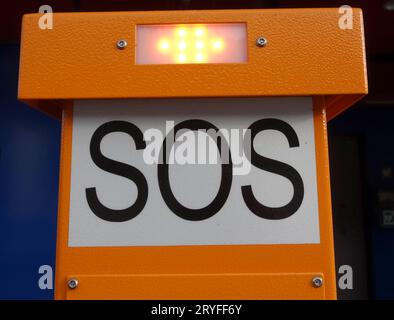 SOS telephone or emergency phone on a highway Stock Photo