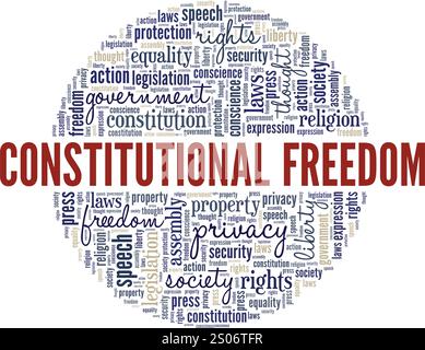 Constitutional Freedom word cloud conceptual design isolated on white background. Stock Vector