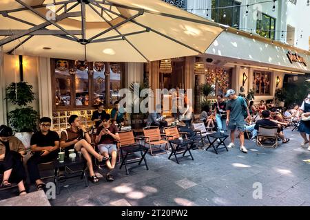 Vietnamese cafe scene on Phan Dinh Phung Street, Hanoi, Vietnam Stock Photo