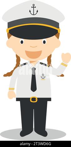 Cute cartoon vector illustration of a sailor. Women Professions Series Stock Vector