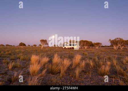 Camping in the Australian Outback by a Super Blue Moon along the Canning Stock Route, Western Australia, Australia Stock Photo