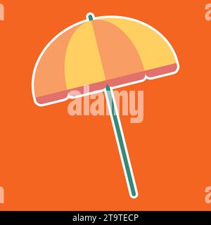 Beach umbrella icon on orange background. Flat style. Vector illustration. Stock Vector